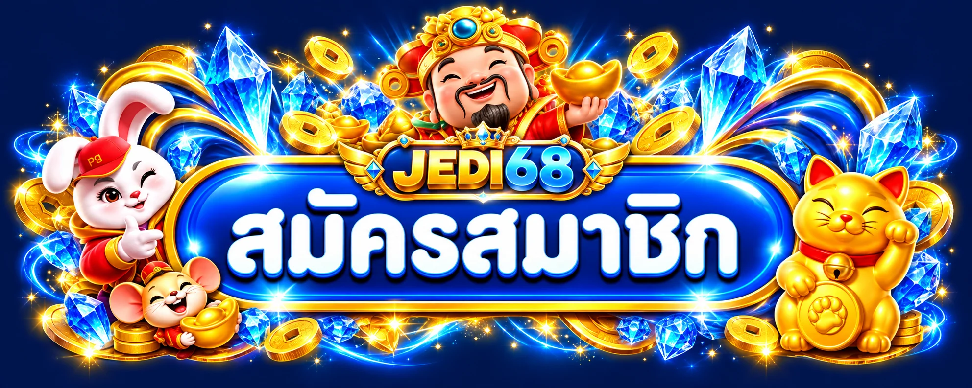 ปุ่มสมัครสมาชิก JEDI68 พร้อมมาสคอตเกม